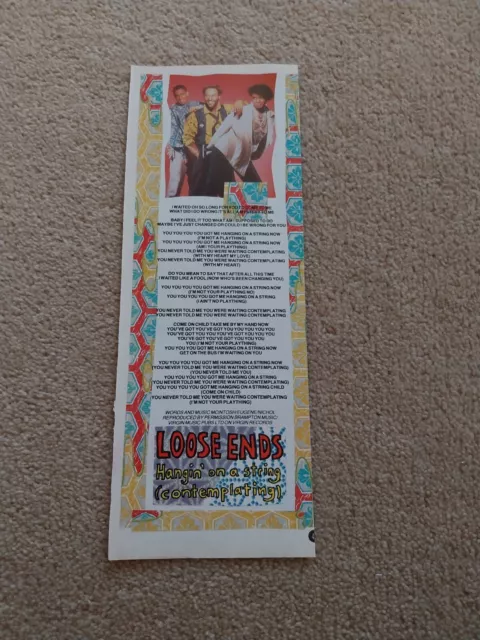 Tnewl61 Advert 11X4 Loose Ends : 'Hangin' On A String' Song Words