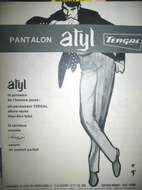 Publicite De Presse Atyl Pantalon Tergal Illustration Gruau French Ad 1962