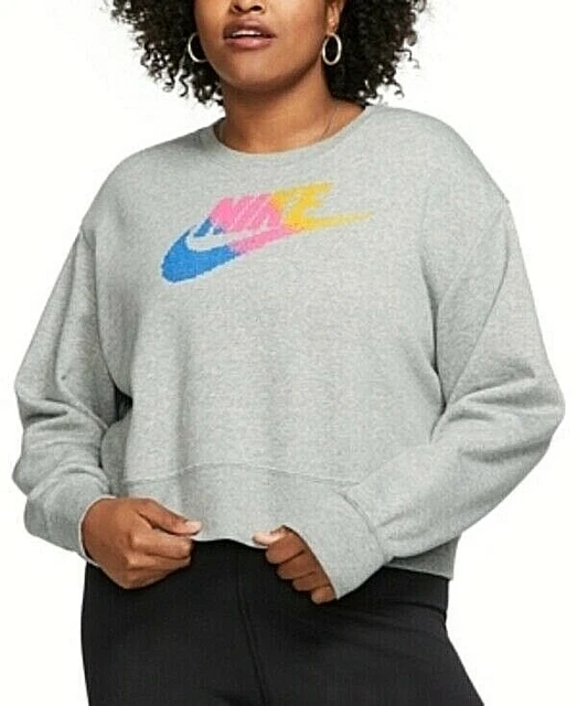 Nike Women's Plus Training Fitness Sweatshirt (2X) Heather Gray Free Ship NWT