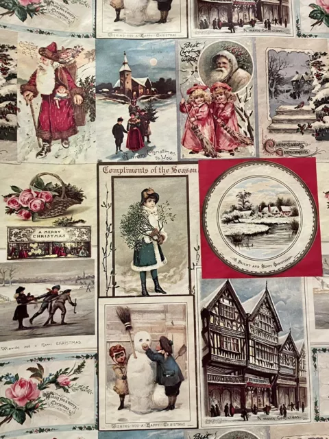 Vtg Christmas Postcards Wrapping Paper Gift Wrap  Santa Nos