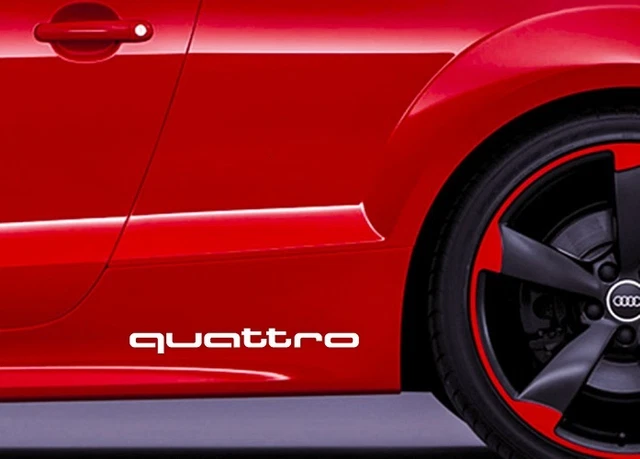 Kit 4 Stickers Audi Quattro - Autocollants Jantes 130x14 Mm - Décoration Voiture