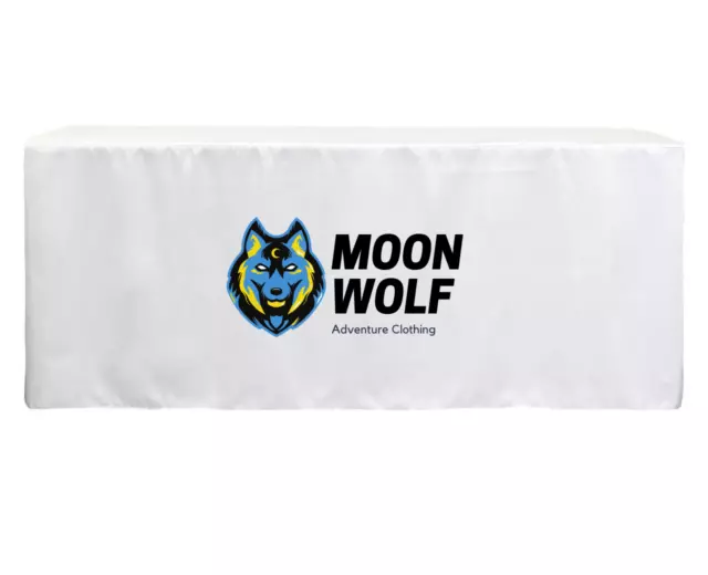 4ft fitted tablecloth with your logo - White