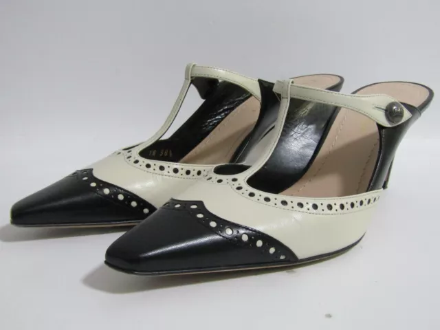 Christian Dior Spectadior Women's Black & White Leather Mule Pump Made in Italy