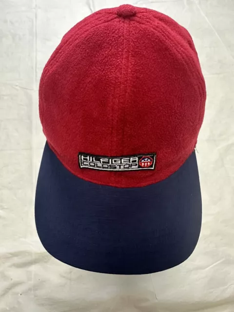 Vintage Tommy Hilfiger Coldstop Red  Fleece Brim Strapback Hat Cap