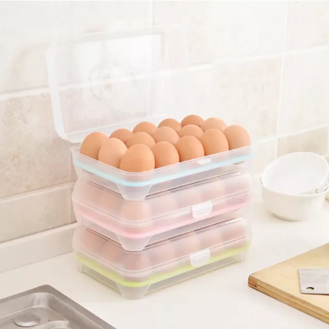 15 Grid Plastic Storage Box Egg Holder Egg Food Cartons for Refrigerator KitchAH