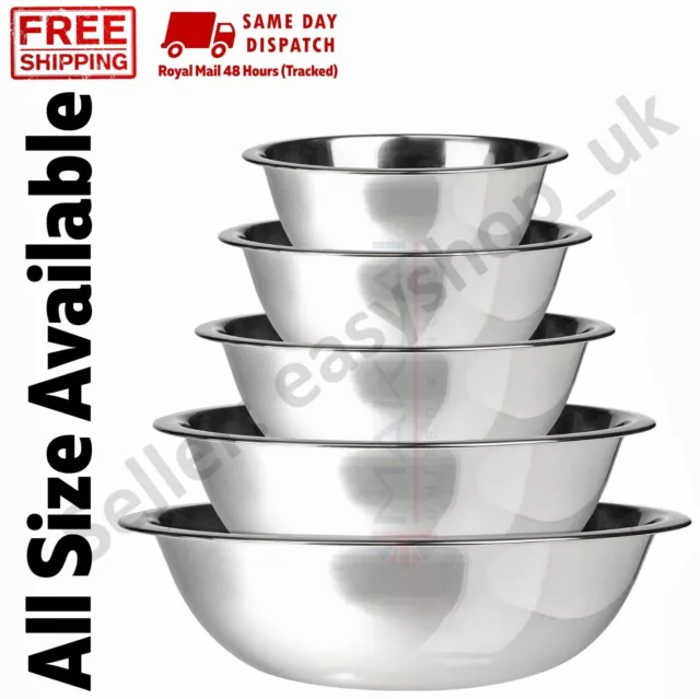 Small /M/L/ Extra Large Stainless Steel Catering Washing Mixing Bowls Flat Base