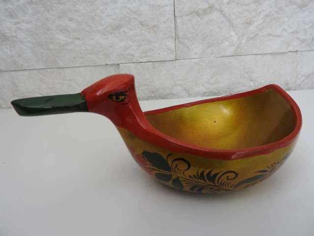 Coupe en bois D9 cm H13 cm KHOKHLOMA RUSSE peinte main laquée vernis