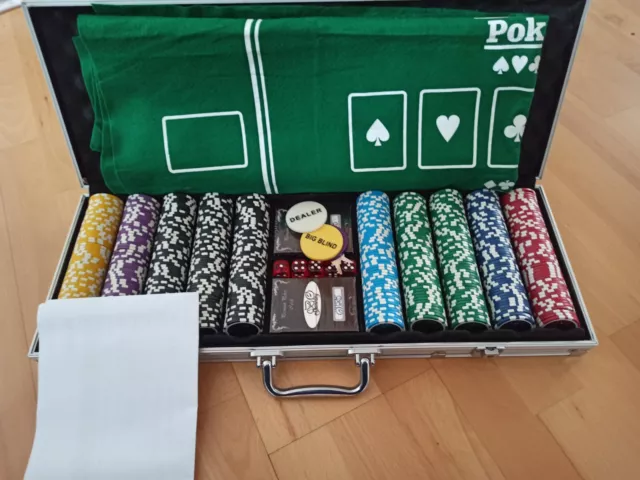 500 Profi LaserChips PokerChips Metallkern Set Pokerkoffer - tolle Qualität