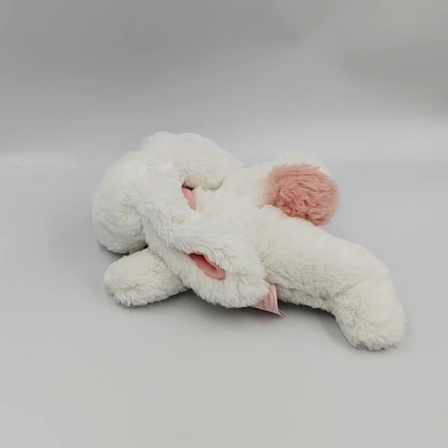 Doudou et compagnie lapin blanc rose tout doux Pompon corail 23 cm - 30321