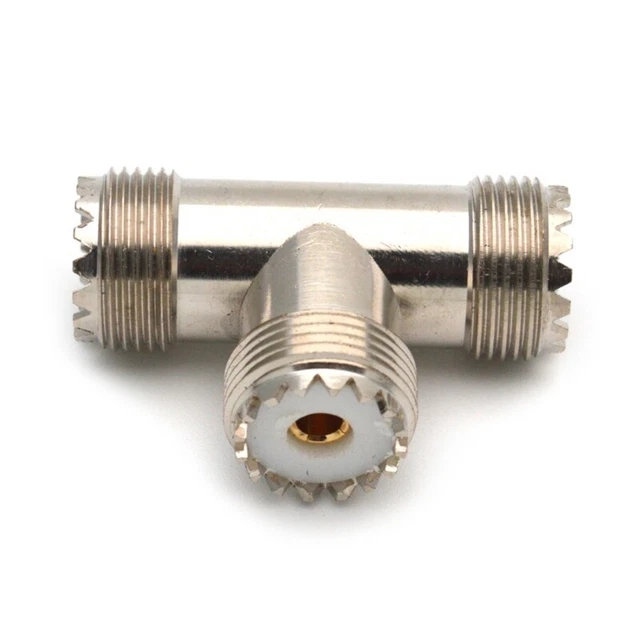 1PC SL16 UHF PL259 Male to UHF SO239 Double Female Connector UHF Type 3 Way