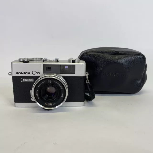 Konica C35 Automatic 35mm Rangefinder w. 38mm F2.8 Lens & case Tested