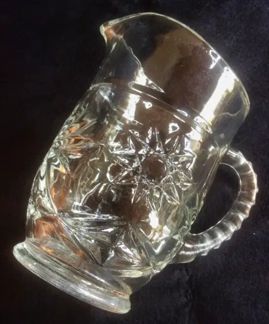 Retro Anchor Hocking Star of David Pitcher Small Clear Glass Pitcher