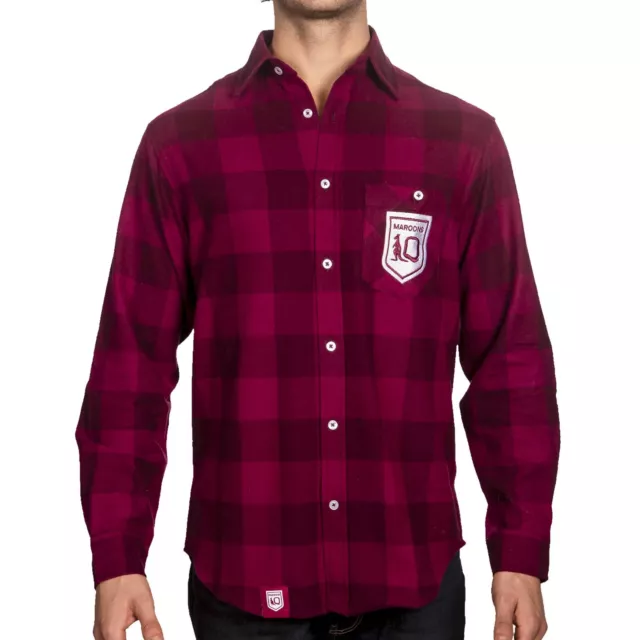 NRL Lumberjack Flannel Polo - Queensland Maroons - Flanno Shirt - QLD
