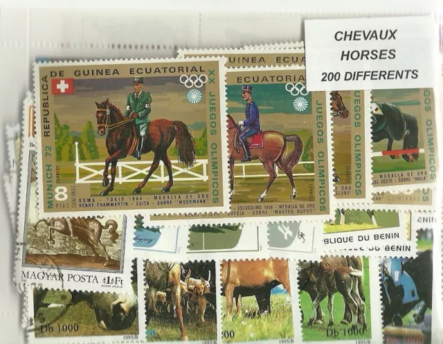 Lot 200  timbres thematique " Chevaux "