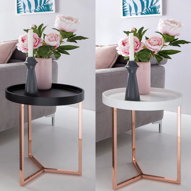 FineBuy Mesilla Bandeja 40x40x51 cm Mesa Auxiliar Redonda Mesita Salón Pequeña