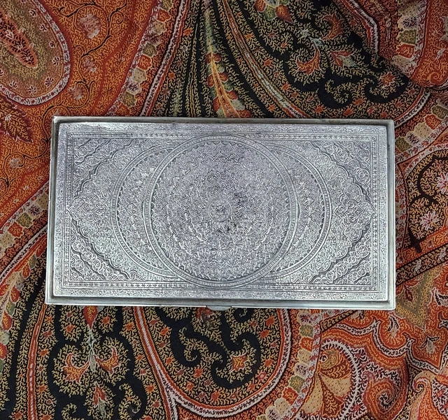Large Vtg Hand Chased Persian Box 84 Silver Signed Vartan 8.75" x 5" 700 grams