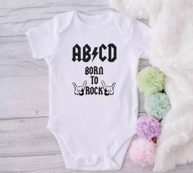 ACDC BORN TO ROCK Babygrow Cute Baby Present Vest Gift Newborn