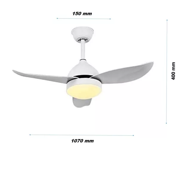 Lampadario Ventilatore da Soffitto a Led 3 Pale Dimmerabile Moderno 60001 Uni 2