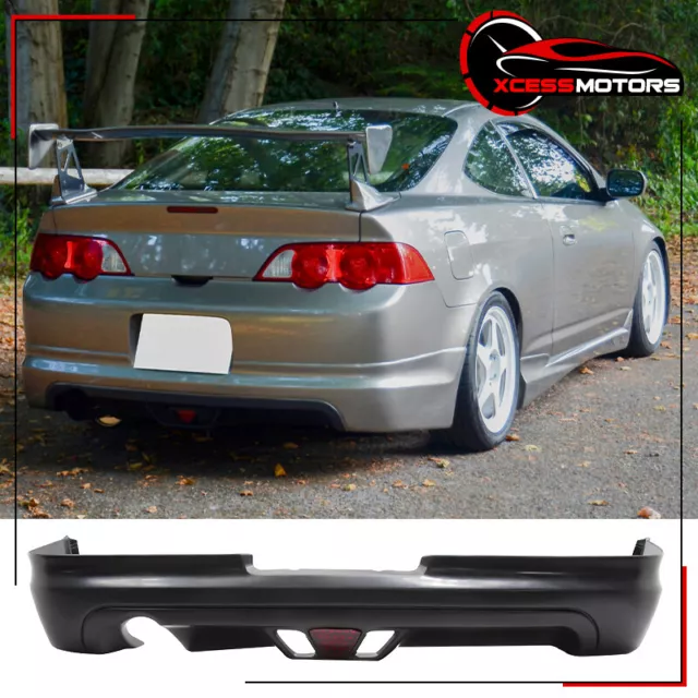 Fits 02-04 Acura RSX Mugen Style Unpainted Rear Bumper Lip With LED Brake Light