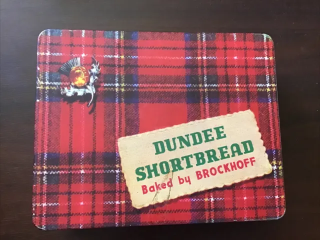 Vintage Dundee Scottish Tartan Shortbread TIN Thistle - Brockhoff  1 Pound Tin