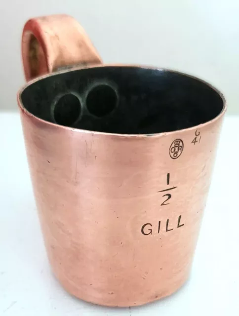 Antique Copper rum measure British Royal Navy Rum GROG 1/2 Gill