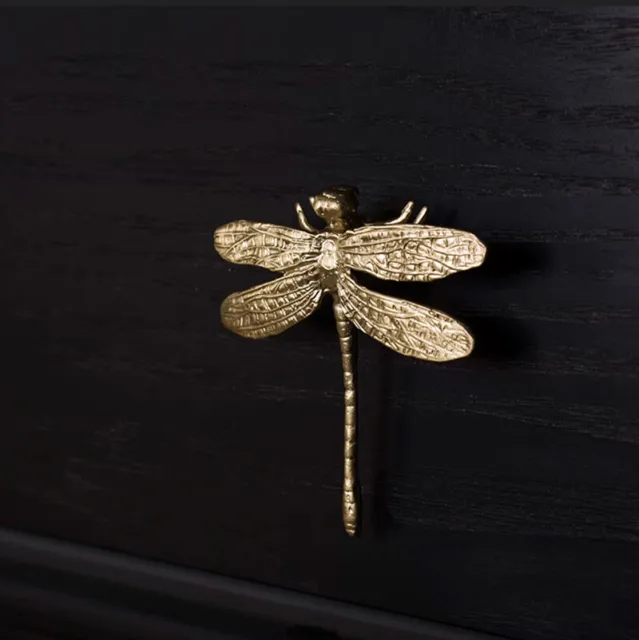 Brass Dragonfly Wardrobe Door Knob Cupboard Drawer Pull Furniture Cabinet Handle