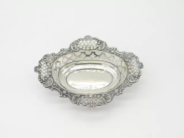 Edwardian Sterling Silver Pierced Sweet Treat Dish 1908 Birmingham Antique