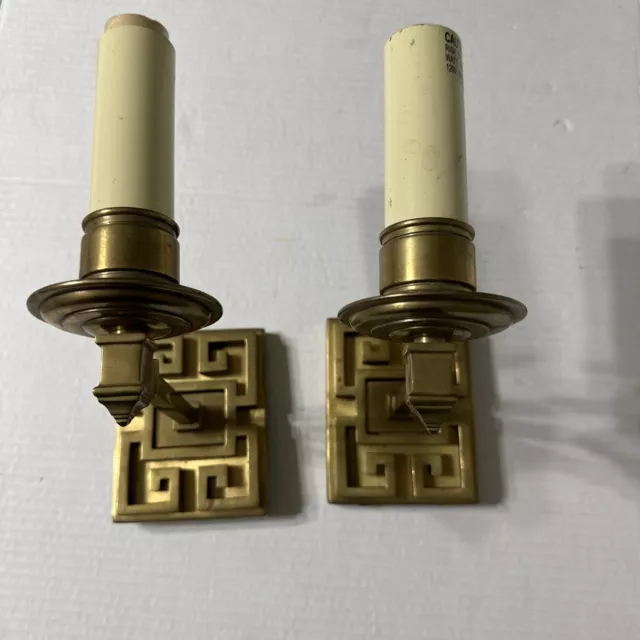 Vintage Solid Brass Oriental Design Wall Sconces Electric Retro