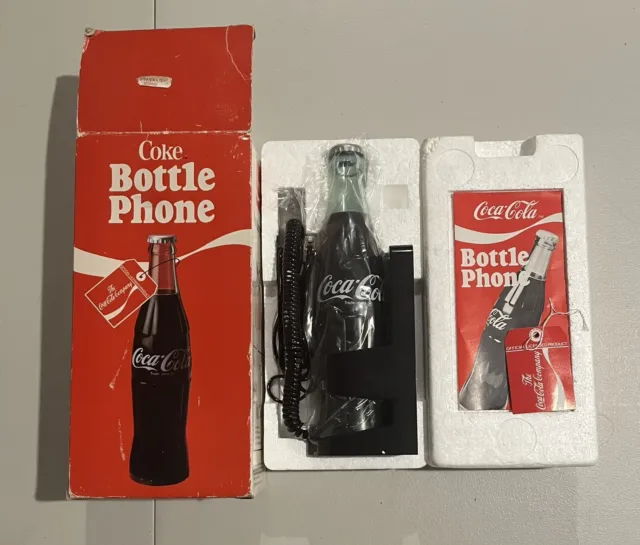 Vintage Coca-Cola Bottle Phone Coke Telephone In Original Box/Instructions
