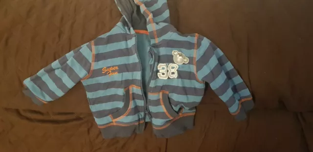 Baby boy’s blue striped hoodie. Age 9-12 months