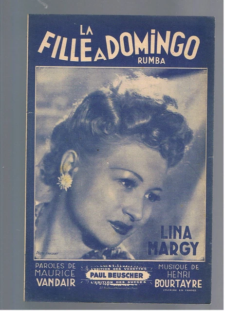 ANCIENNE PARTITION 1945 La Fille A Domingo Rumba Lina Margy EUR 4 50 