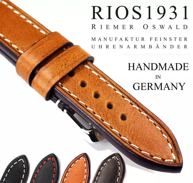 BAND XL 18mm 20mm 22mm 24mm GERMANY handmade RIOS1931 Leather Vintage Strap CR