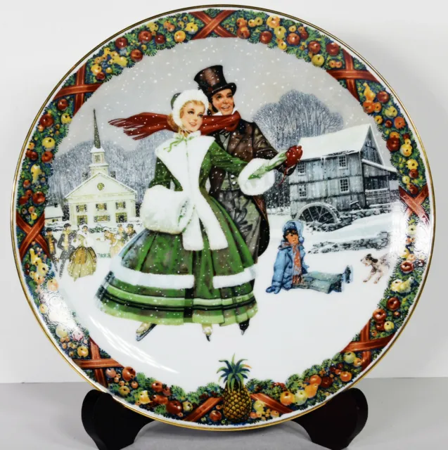 9" Vintage Winter Wonderland Christmas Carol Porcelain Plate Royal Windsor 1984