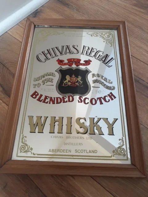 Vintage Chivas Regal Blended Scotch Whisky Framed Bar Mirror Sign Pub Man Cave