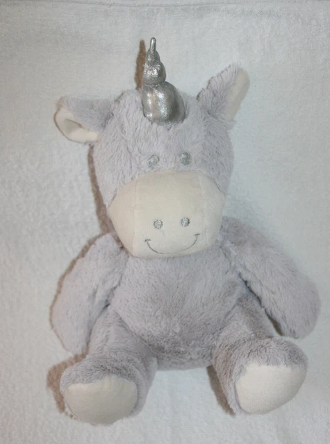 Atmosphera For Kids Doudou Peluche Licorne Assis Gris Corne Argent 28 Cm Kom9