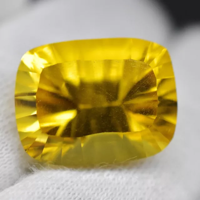 16 CT Naturel Jaune Chrysobéryl Coussin Concave Coupe Certifié Superbe Gemme