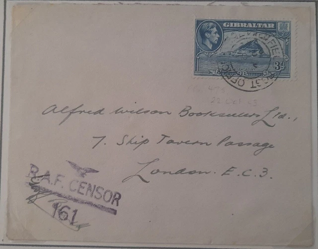 SECONDA GUERRA MONDIALE 1943 RAF copertura censurata tipo R6 Field PO