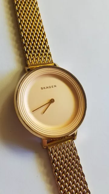 Skagen Womens Watch SKW2334 Ditte Gold Stainless Mesh Band Oversize Cream Dial