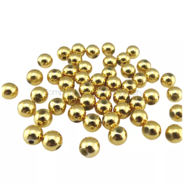 3mm 4mm 5mm 6mm 8mm 10mm ELECTROPLATE GOLD ROUND ACRYLIC BEADS JEWELLERY MAKING