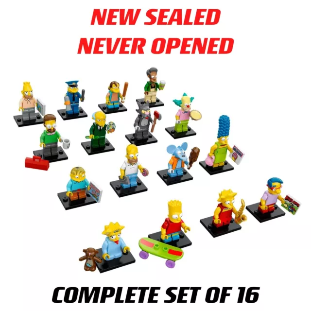 New SEALED Complete Set of 16 Lego Minifigures 71005 The Simpsons CMF Series 1