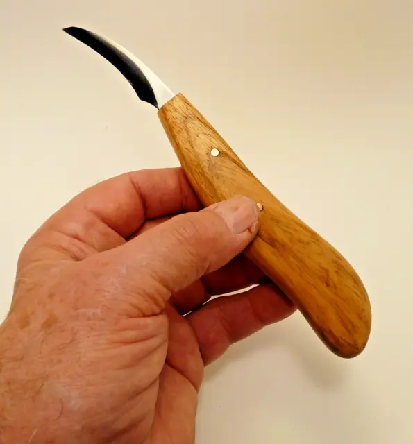 Cuchillo enganchado tallado y recortado de madera Davis Bros. hecho a mano GLK #16L de colección