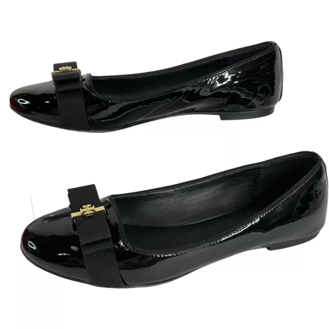 Tory Burch Shoes Womens Size 7.5 Black Trudy Smoking Slipper Patent Calf Flat