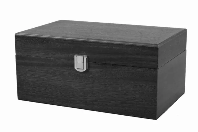 Black Wooden Box Storage chess pieces Jewellery Chest Memory Keepsake Gift  