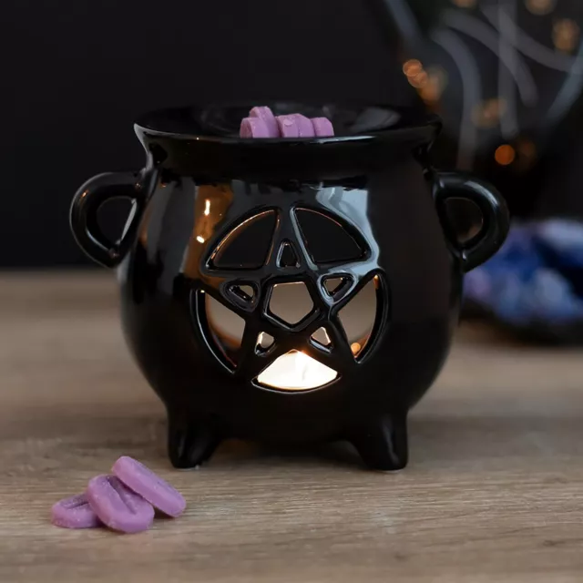 Brûleur d'Huile Chaudron Pentagramme Céramique Déco Aromathérapie Wicca