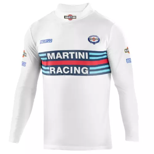 Sparco T-Shirt Et Col Roulé Martini Racing Taille M 95% Coton Blanche