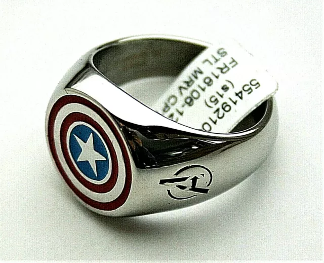 Marvel Comics Captain America Shield Avenger Stainless Steel Ring New Box sz 10