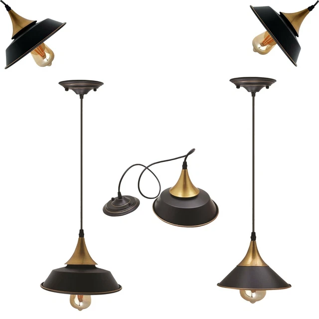 Suspension moderne industriel vintage style loft raccords de plafond abat-jour