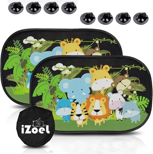 Parasole Auto per Bambini, 2 Pezzi Parabrezza Finestrino Laterale, Motivo Leone,