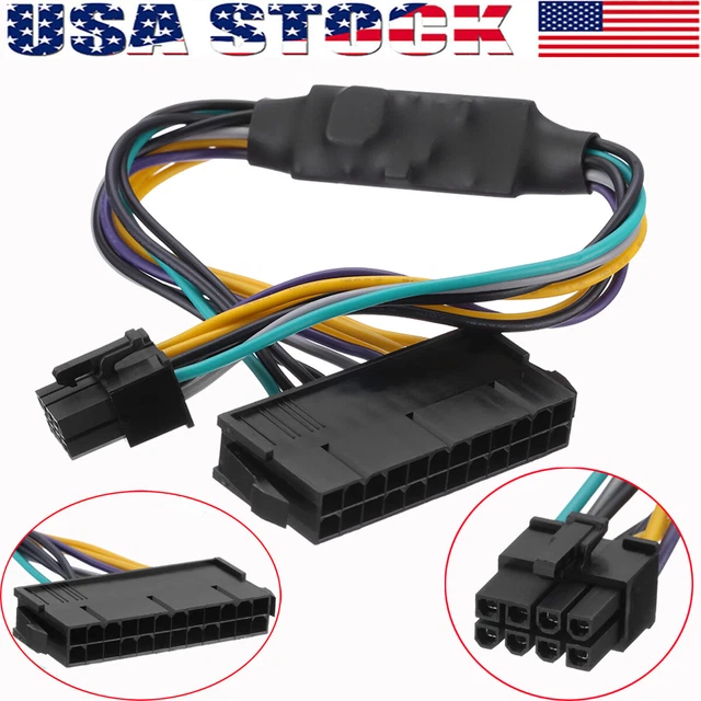 24 PIN TO 8 Pin ATX Power Supply Adapter Cable for DELL Optiplex PC