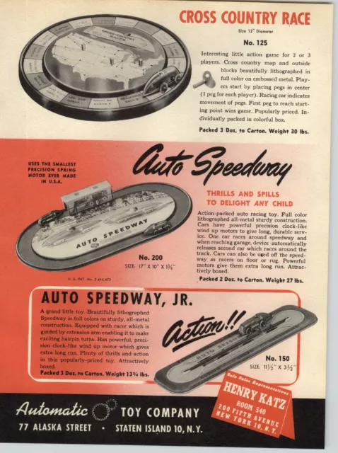 1948 PAPER AD Automatic Toy Co Speedway Silver Eagle Airplane Plane Ski-Hoop